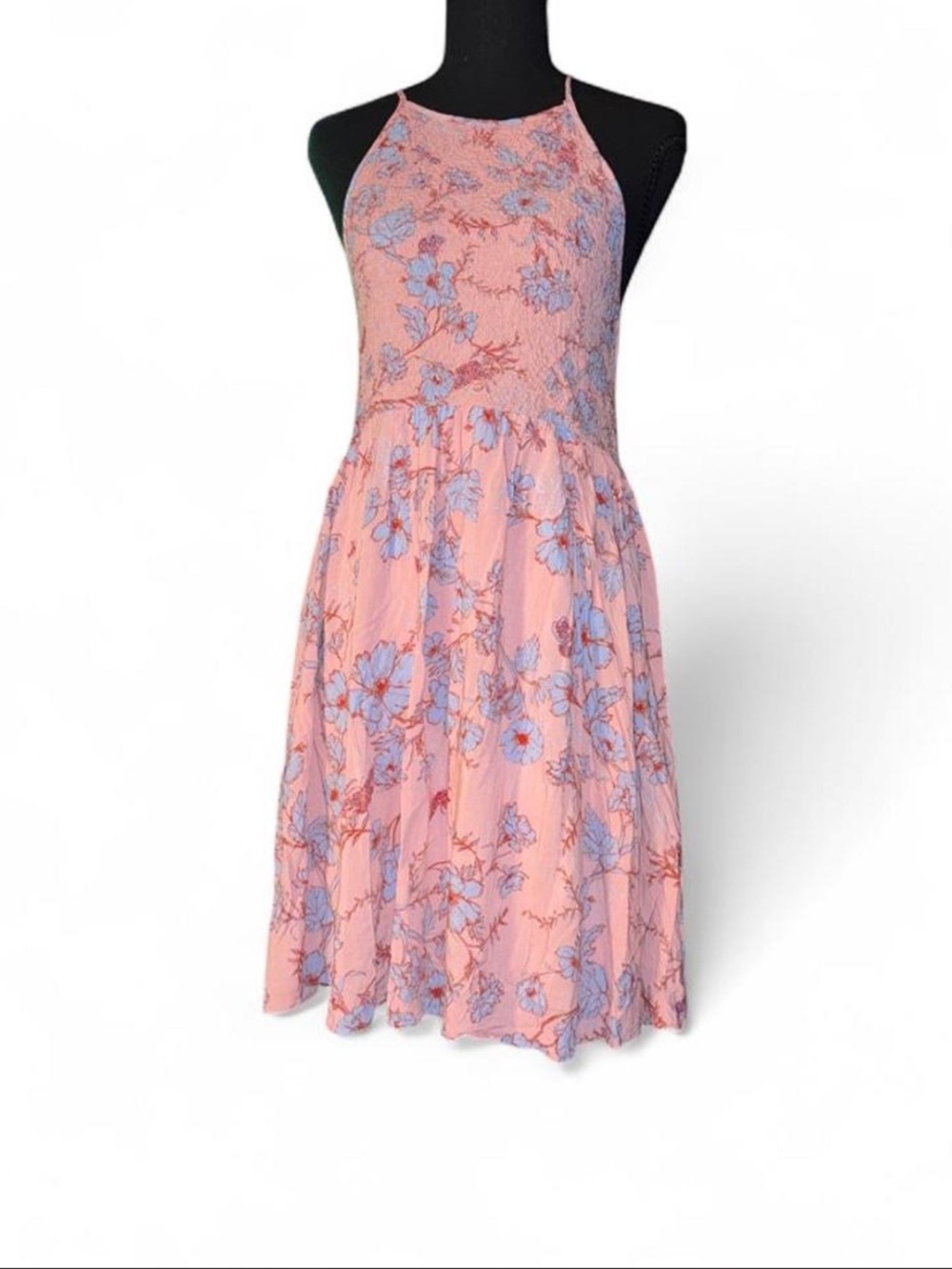 Kimchi Blue Pink and Blue Floral Halter Dress